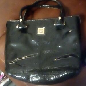 Anne Klein Faux Patent Leather Tote Bag